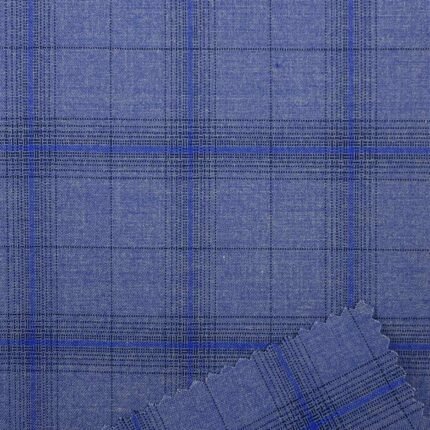 340g/m (6.7oz) 67% Polyester 31% Viscose 2% Spandex Checked Suit Fabric 150cm YF31377